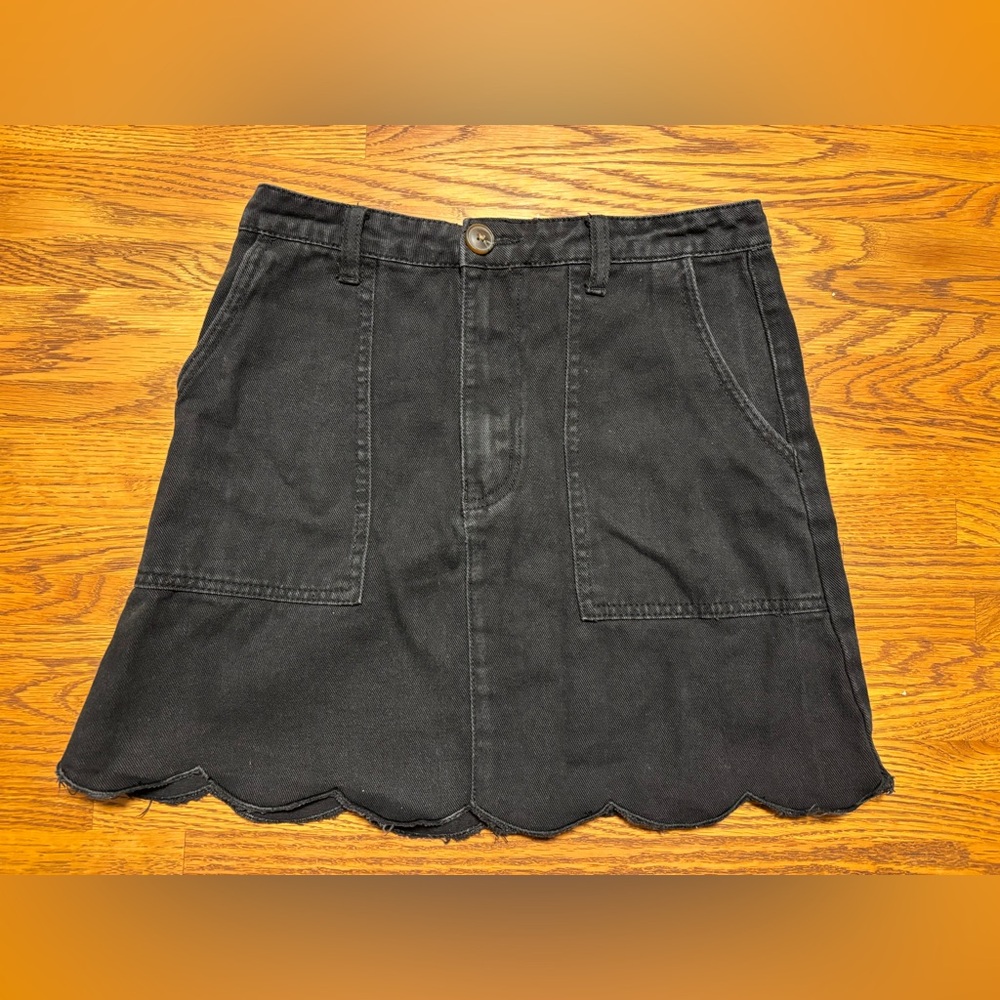 Black Denim Mini Skirt
